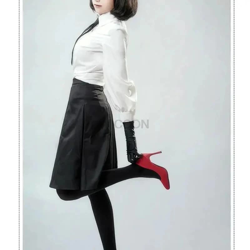 Costume Cosplay Akiko Yosano da Agente dell'Agenzia di Detective di Bungo Stray Dogs, con Camicia, Gonna, Cravatta e Guanti