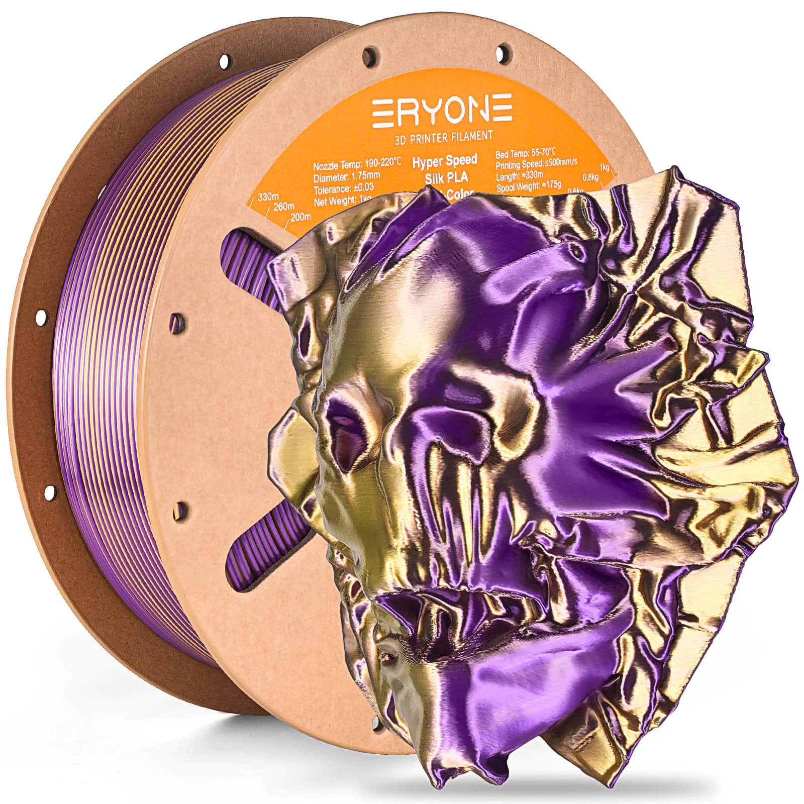 Filamento PLA Seta Bicolore ERYONE 3KG Hyper Speed per Stampante 3D, Filamento Coestruso Hyper Speed PLA Lucido