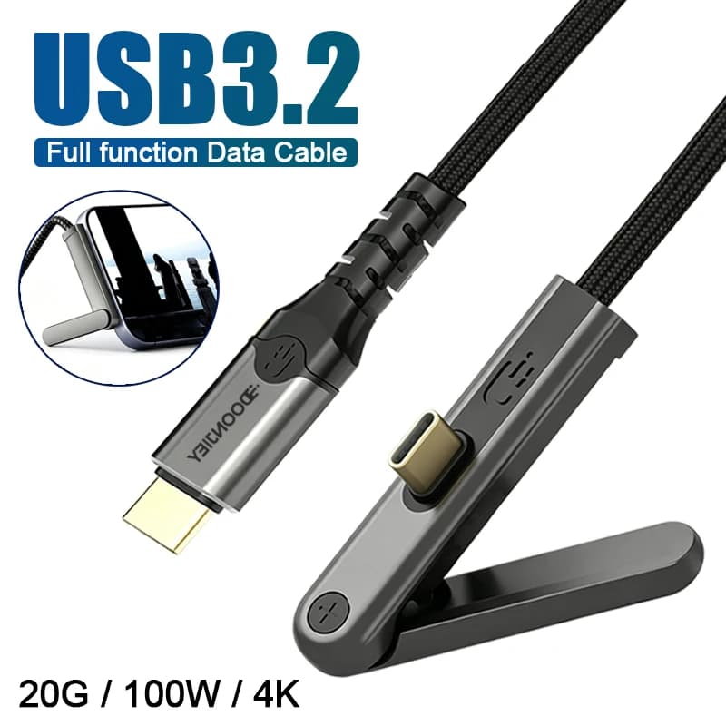 Cavo DOONJIEY USB3.2 20Gbps 4K 100W per Thunderbolt 3 Tipo C, cavo di ricarica rapida, cavo di trasferimento dati 4K da USB C a C, cavo con supporto per telefono