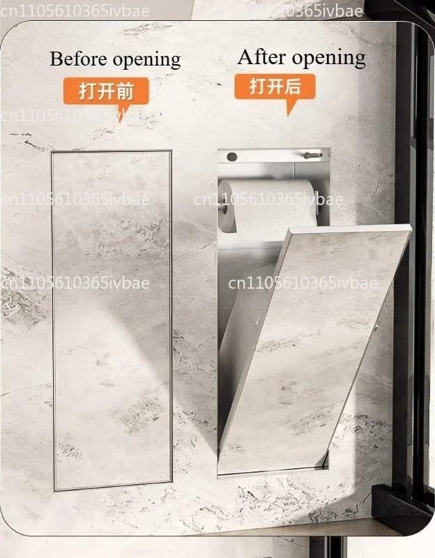 Cestino per Rifiuti Nascosto in Acciaio Inox, Porta Carta Igienica Integrato, Porta Scopino per WC