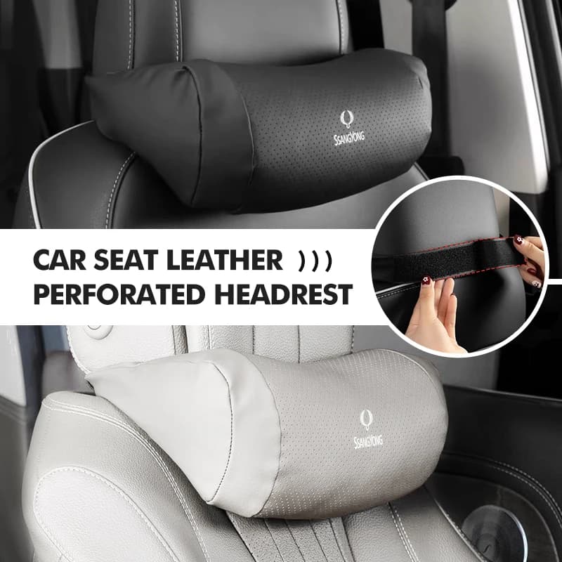 Leather Car Seat Headrest Neck Support Pillow Lumbar Cushion For SsangYong Actyon Sport Korando Rexton Kyron Rodius Tivoli Musso