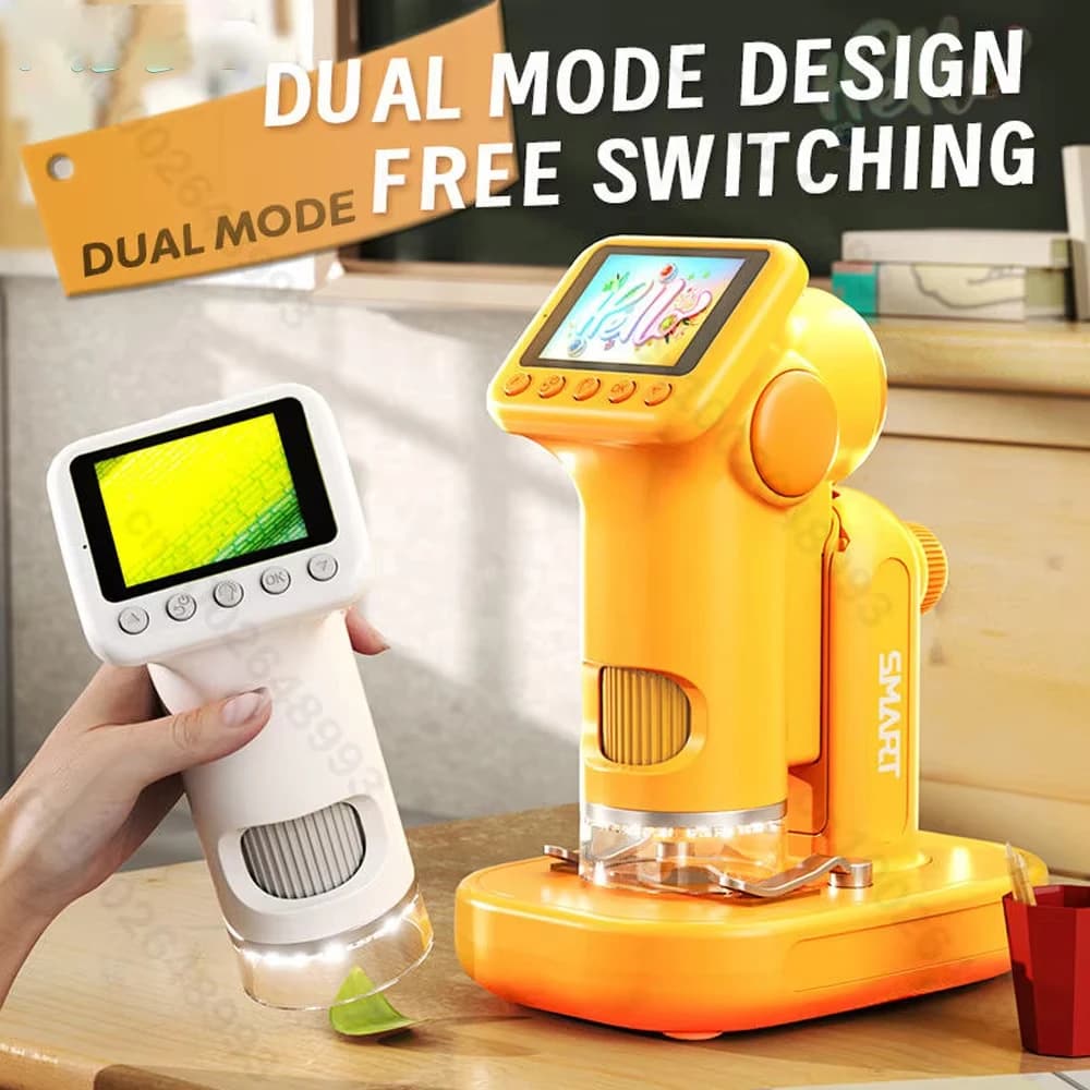 Microscopio HD per bambini 1600x Set di esperimenti scientifici portatili 2 in 1 con giocattolo a luce LED Giocattolo da esterno portatile Scatta foto