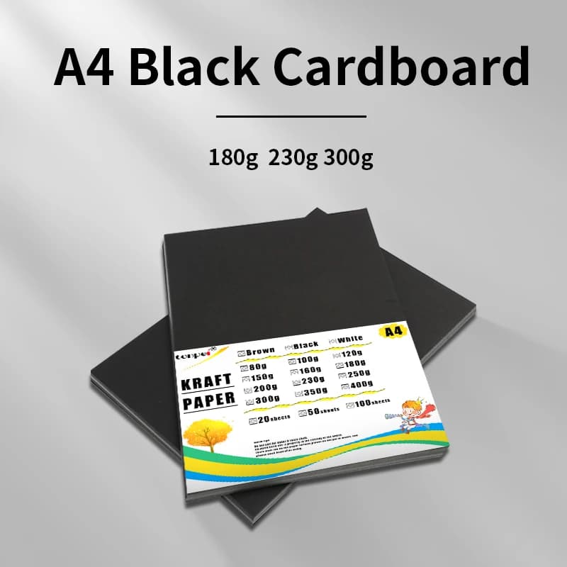 A4 Black Cardboard Handmade Card Paper 8.27×11.7 Inch DIY PackageThick Watercolor Painting Origami Crafts Pack 180g200g300g