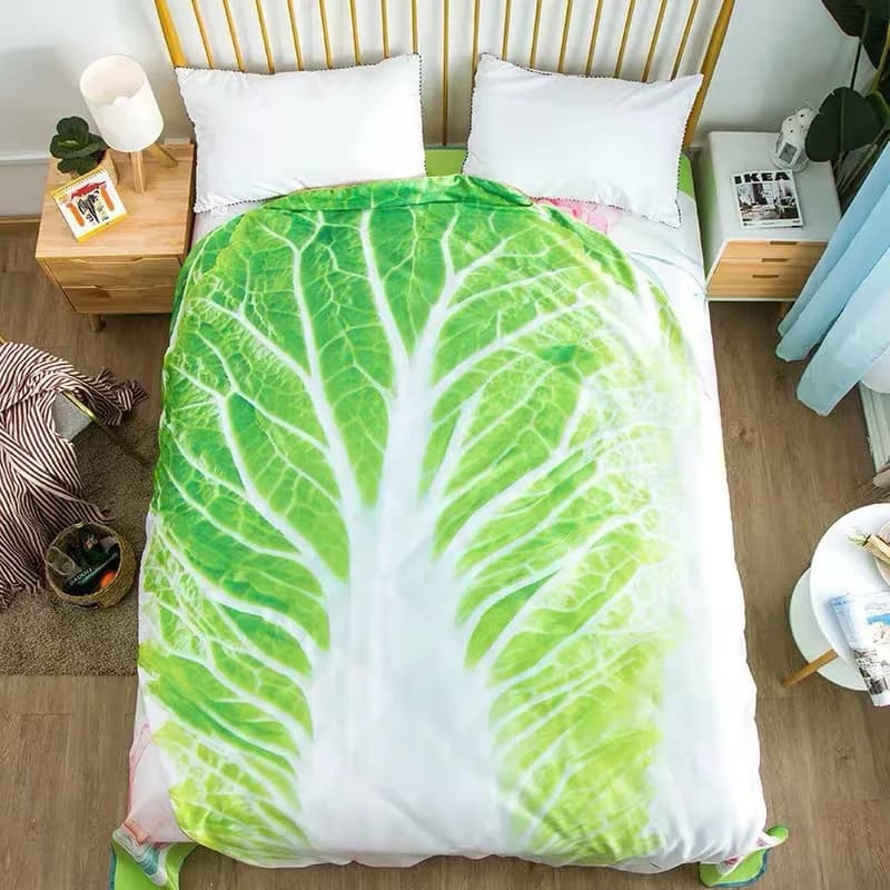 Coperta di cavolo per divano domestico in flanella fronte-retro dall'aspetto creativo