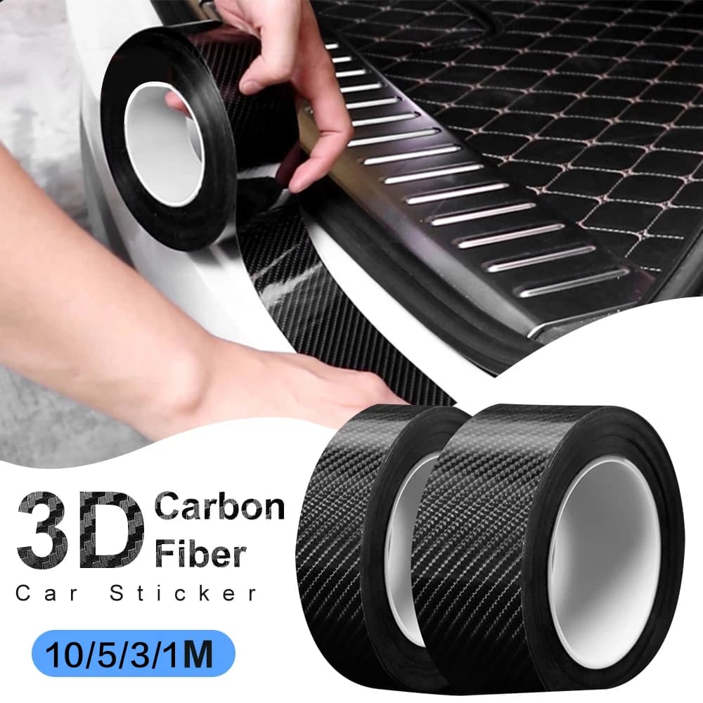 3-10M Nastro Nano in Fibra di Carbonio per Auto 3D Adesivo Protettivo, Pellicola per Specchi e Porte, Anti-Graffi, Impermeabile, Fai-da-Te, Striscia Decorativa e Funzionale, Ideale per Protezione e Design Moderno del V