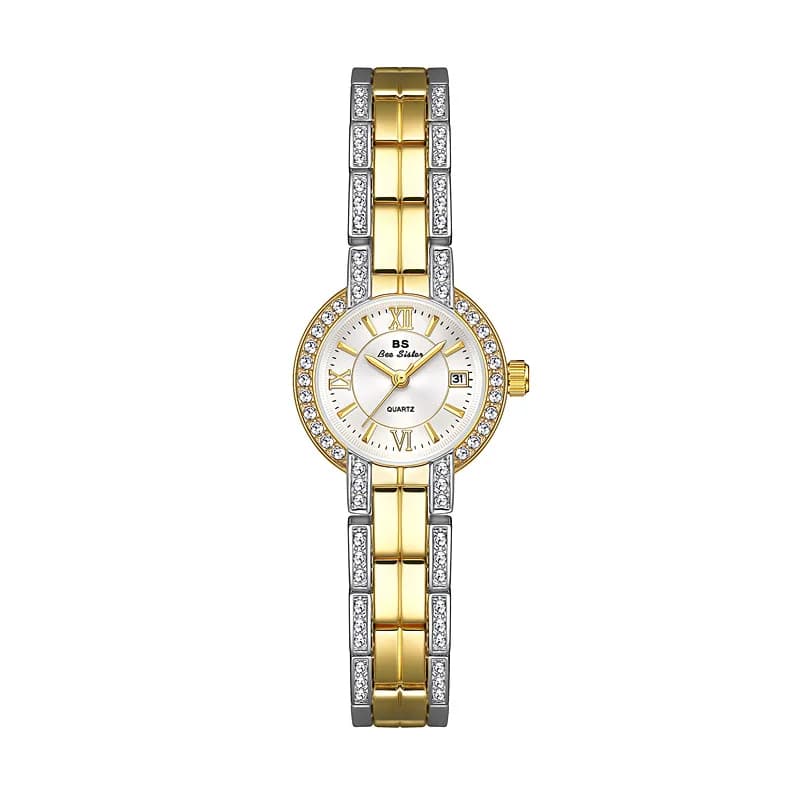 Women's Watches With Luxury Roman dial Elegant Fashion With Date Display Diamonds Watch Women's Watch With Gold Bracelet Quartz Watch