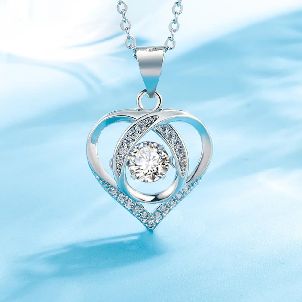 Collana in Argento Sterling 925 con Cuore in Zircone, 16-30 Pollici, per Donne, Matrimonio, Fidanzamento, Gioiello con Ciondolo alla Moda