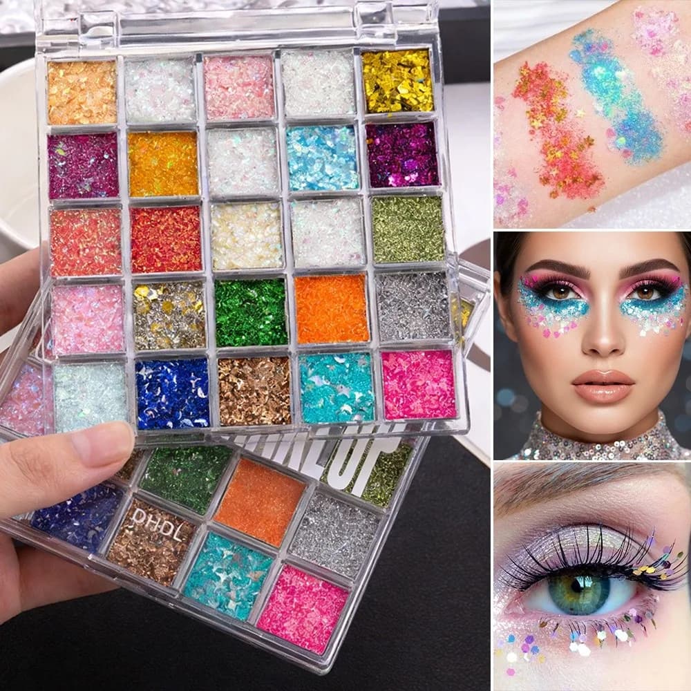Multi-color Glitter Eyeshadow Palette Glitter High Gloss Sequins Glitter Eyeshadow Sequins Pearlescent Face Makeup