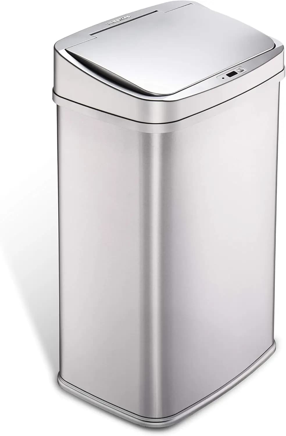Cestino per Rifiuti Automatico Senza Contatto con Sensore di Movimento, Rettangolare, 50L (13,2 Galloni), Finitura Argento