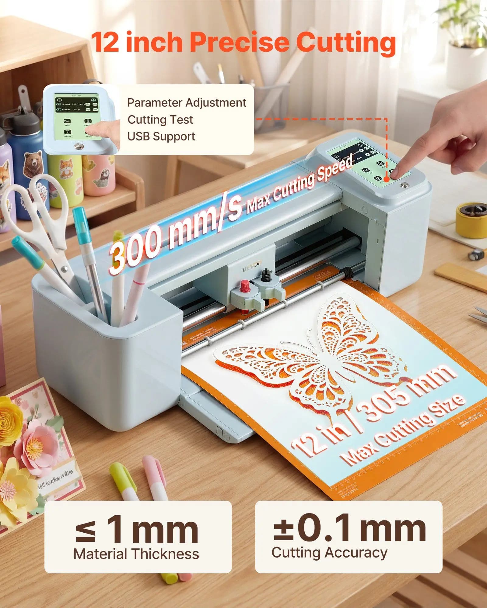 Macchina da taglio per vinile, 12 pollici, controllo touchscreen, oltre 5000 risorse di design integrate, compatibile con Mac