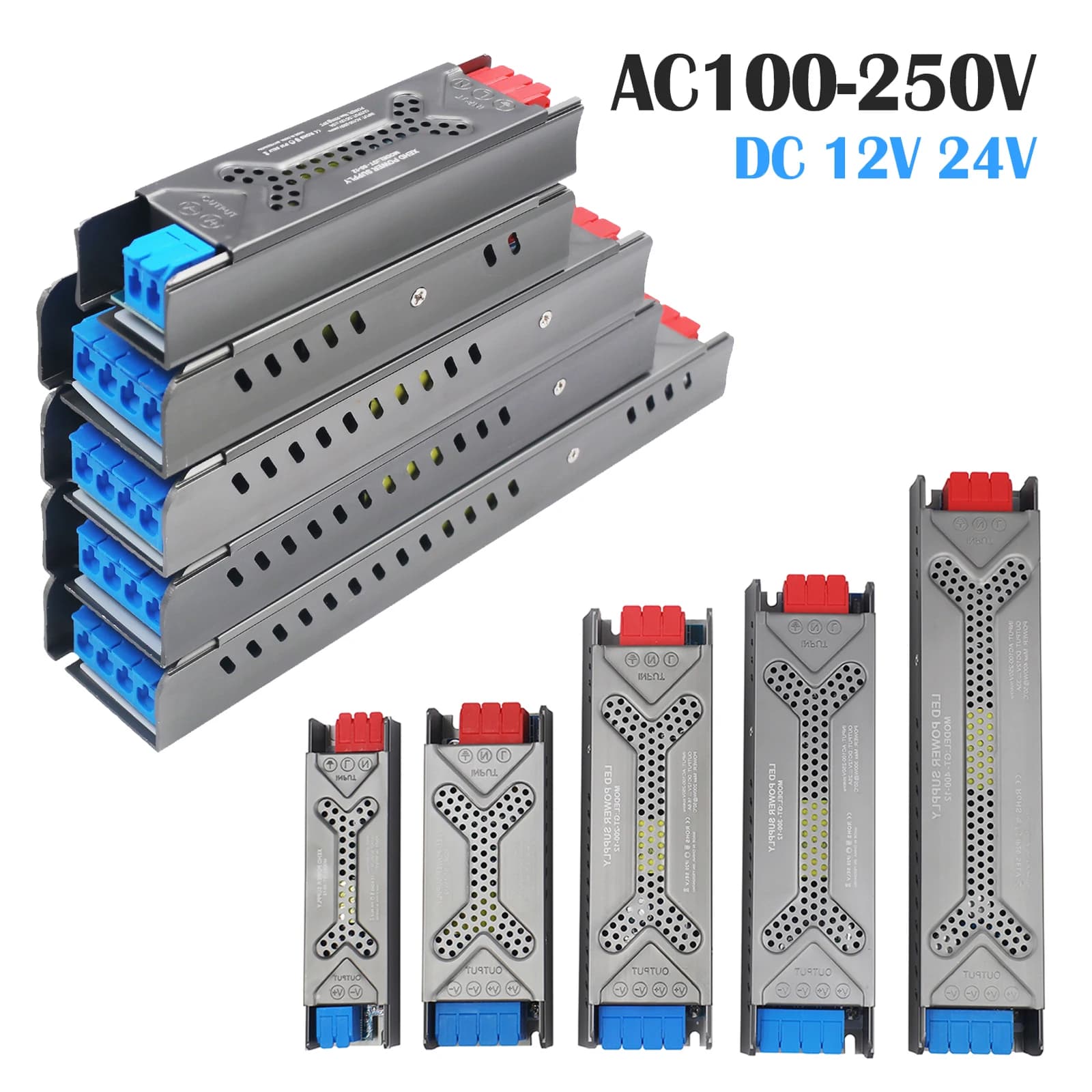 1PC/5PCS DC 12V 24V LED Power Supply 60W 100W 200W 300W 400W AC 100-250V Transformer Driver for LED Strip Lights