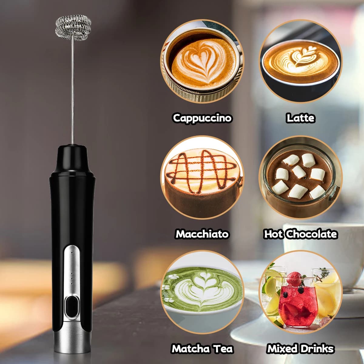 saengQ Montalatte Portable Foam Coffee Bottle for Eggs Cappuccino Agitator Mini Portable Blender Kitchen Blender Tool