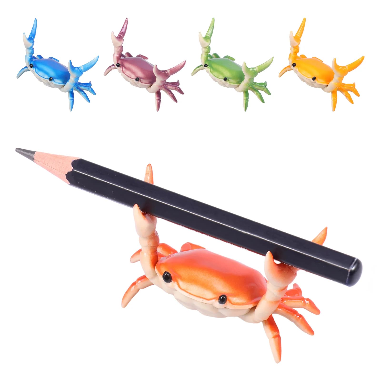 Set di 5 Portapenne a Forma di Granchio Creativo, Organizzatore per Matite a Forma di Granchio Sollevatore di Pesi, Espositore per Cancelleria, Divertente Portapenne