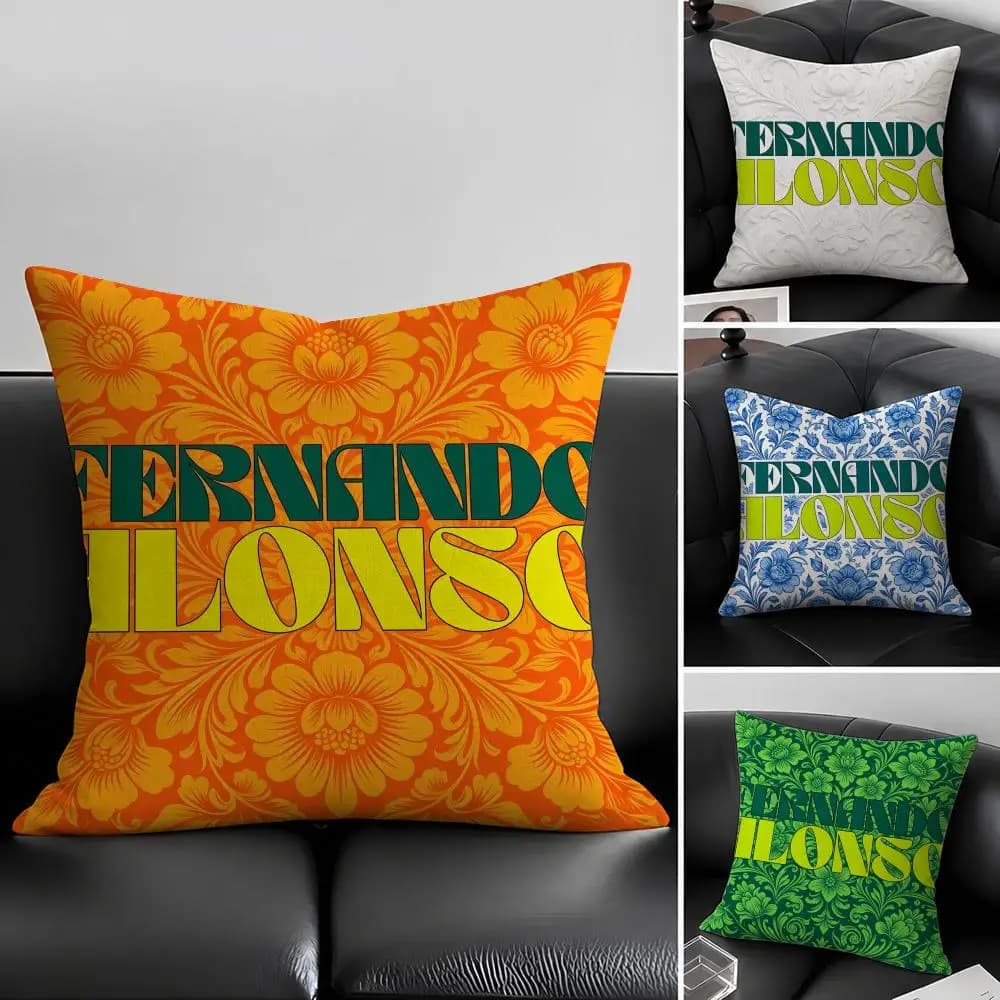 Set di fodere per cuscini in lino naturale Sports F-Fernando A-Alonso, decorazione tutto in uno per divano, camera da letto e sedia