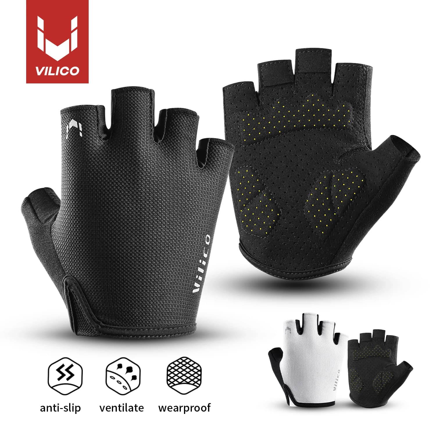 Men's and women's fitness cycling gloves, weight lifting with half fingers, anti-slip fitness gloves, breathable and cushioning