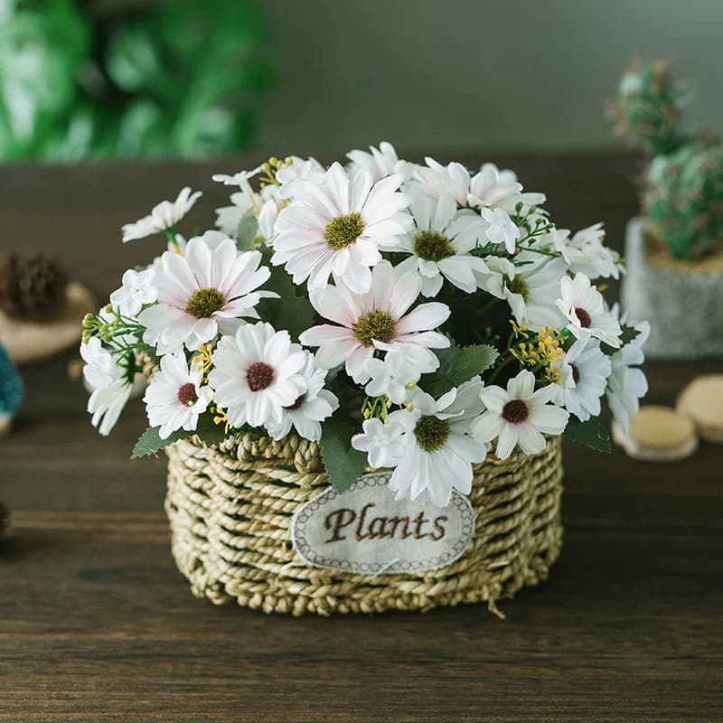 21 teste/1 pezzo di bouquet da sposa in seta a forma di margherita per decorazioni natalizie, per la casa, per matrimoni, per Capodanno, piante finte, girasoli, fiori artificiali
