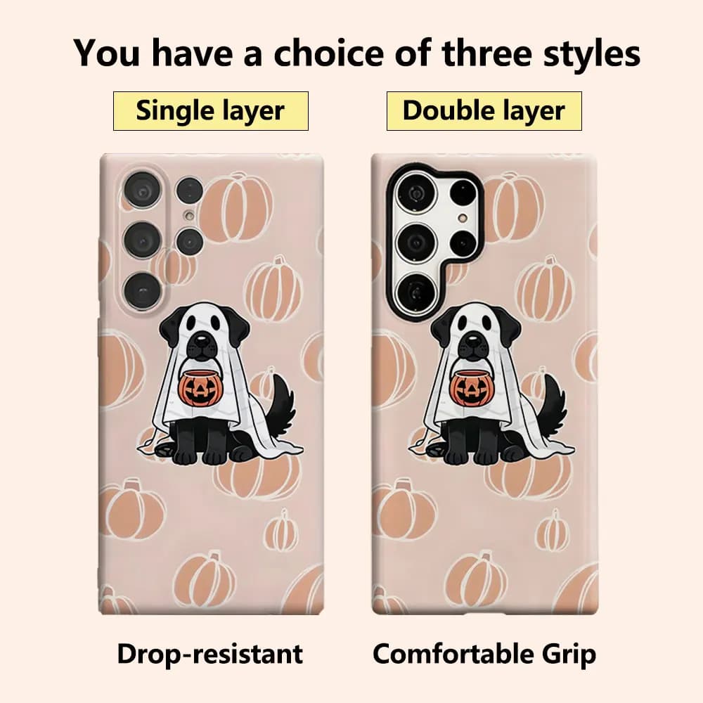 Ghost Dog Pumpkin Tile Luxury Fashion Full Lens Protective Case for Samsung Galaxy S26 S25 S24 A56 A36 Plus Ultra