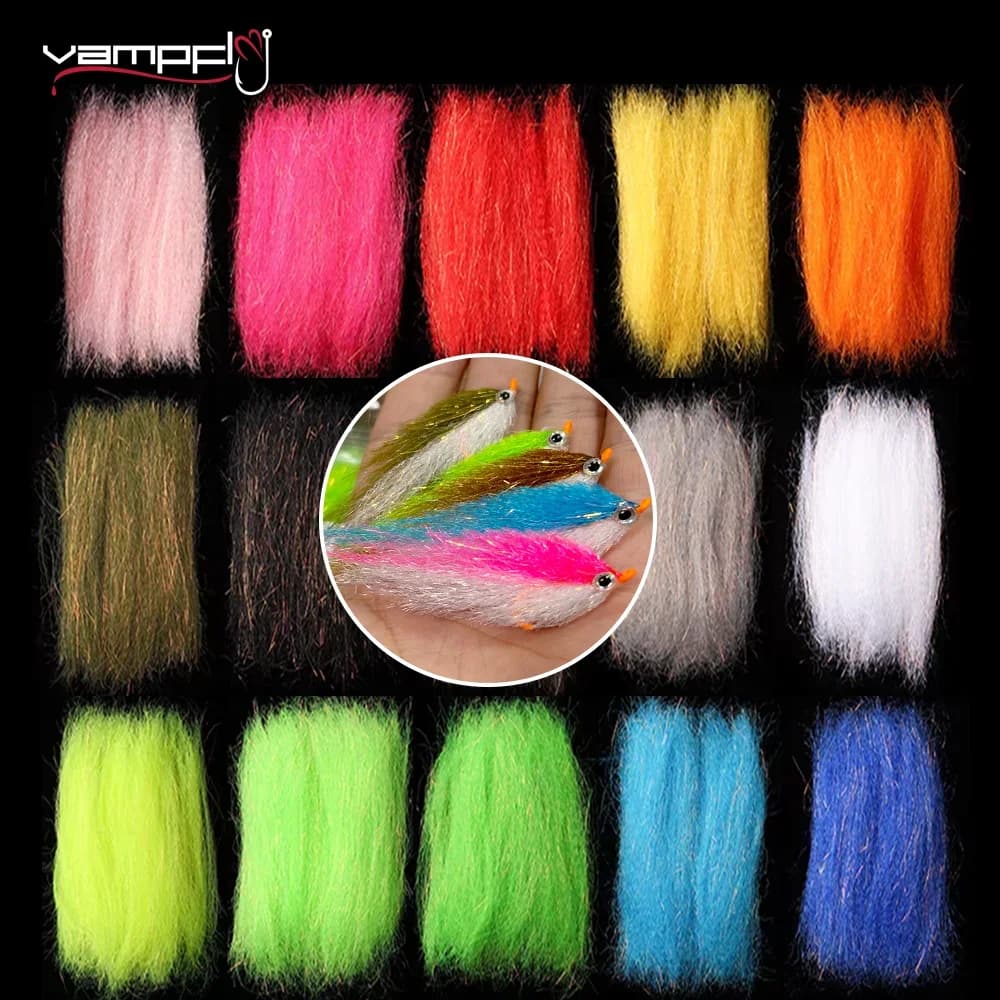 Vampfly 2 Confezioni Crimpatate Slinky Fibra Flash Fibre Sintetiche Streamer Fly Tying Materiale per Minnow Streamer Jig Mosche Trota Richiamo