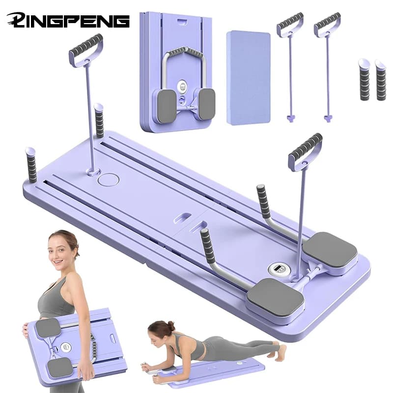 Set di Attrezzi Pilates Multifunzione Pieghevole, Tavola per Esercizi Addominali e Rullo per Addominali per Casa