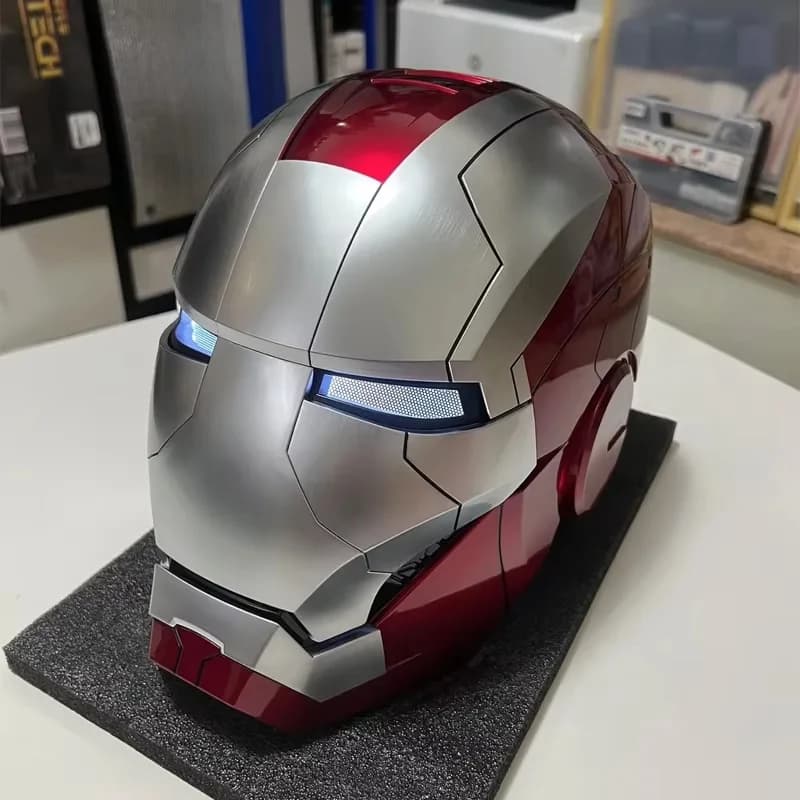 1:1 Scale MK5 Iron Man Helmet Wearable Voice Control Tri Modes Glowing Opening Closing Jarvis Mask For Adult Cosplay Collectible