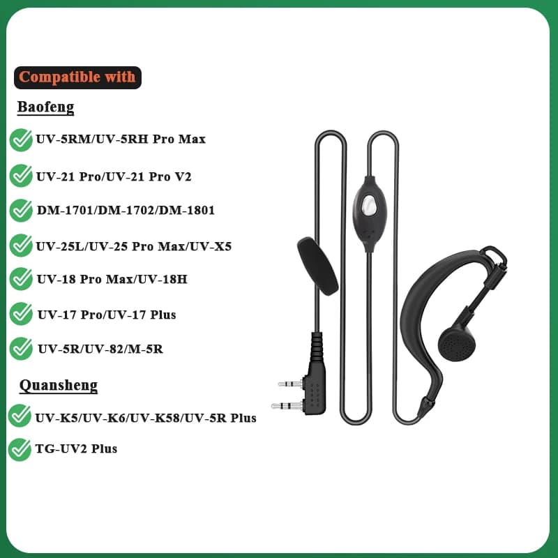UV-K6 UV-5R Plus Auricolare Per Baofeng Walkie Talkie UV-5RM M-5R UV-13 Pro UV-17 Pro GPS Auricolare UV-21 UV-16 UV-20 UV-25 Auricolare