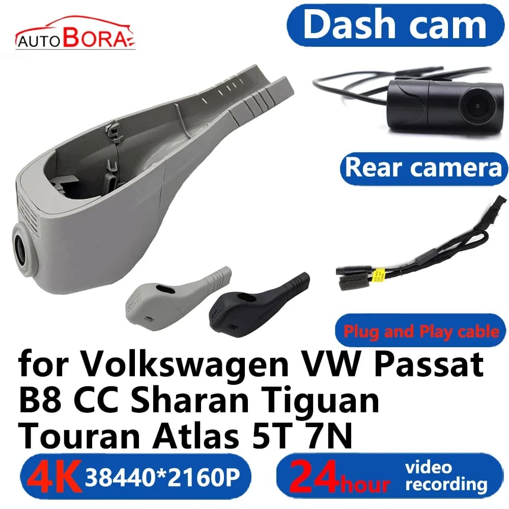 AutoBora 4K Wifi 3840*2160 Auto DVR Dash Cam Videocamera 24H Video per Volkswagen VW Passat B8 CC Sharan Tiguan Touran Atlas 5T 7N