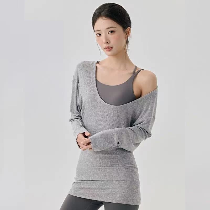 Women's Sports Top with Neckline, Larga Knife for Pilates and Yoga, Sexy and Comfortable Style, Professional Sports Clothing