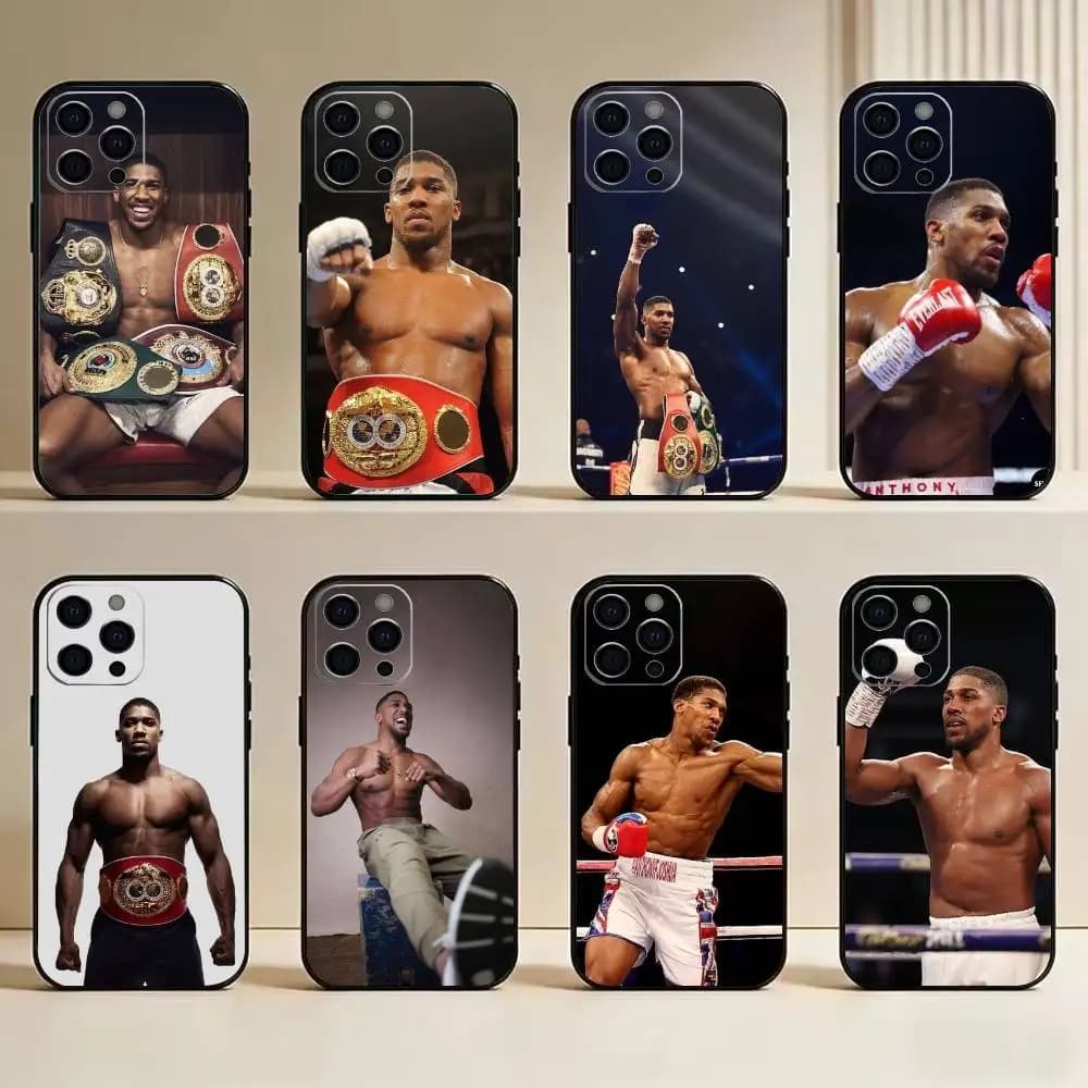 Cover per iPhone Anthony Joshua per modelli 17, 16, 15, 14, 13, 12, 11 Plus, Pro Max e altri, morbida, nera