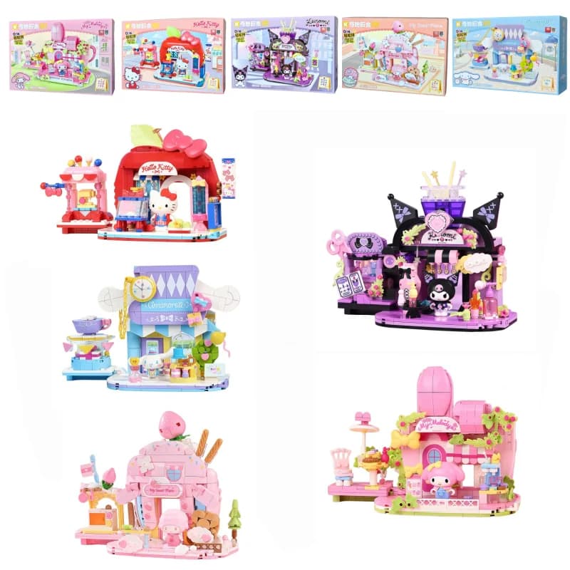 Blocchi di Costruzione Sanrio Kulomi, Giocattolo Anime Assemblabile, Modellino da Collezione My Melody Hello Kitty, Regalo di Natale per Bambini
