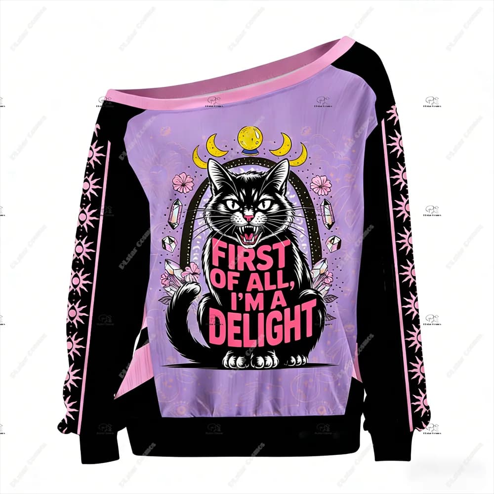 Felpa Personalizzata con Nome e Numero, Stile Gotico Vintage Y2K 3D Harajuku, Pullover Casual con Spalle Scoperte, Maniche Lunghe, Abbigliamento Sportivo da Donna Q