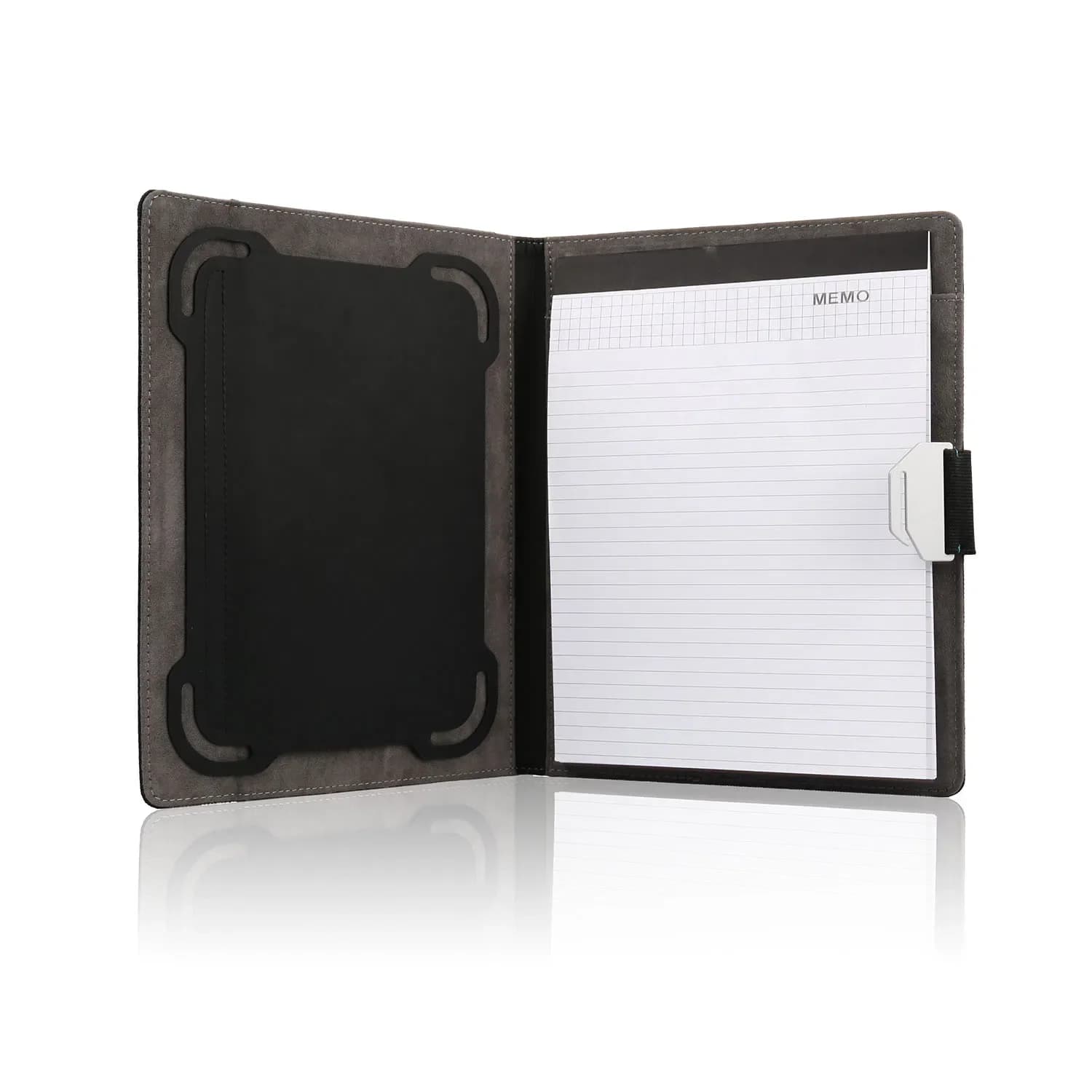 La gomma antiscivolo da 8" x 10" impedisce la copertura della custodia Padfolio per tablet con contiene un memopad
