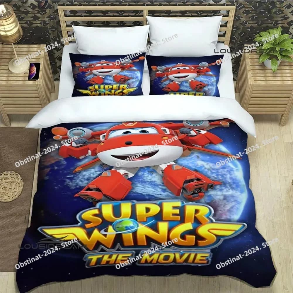 Simpatico cartone animato super ali Stampato Set letto Copripiumino Federa Set biancheria da letto Lenzuolo Copripiumino Completo Queen King Size