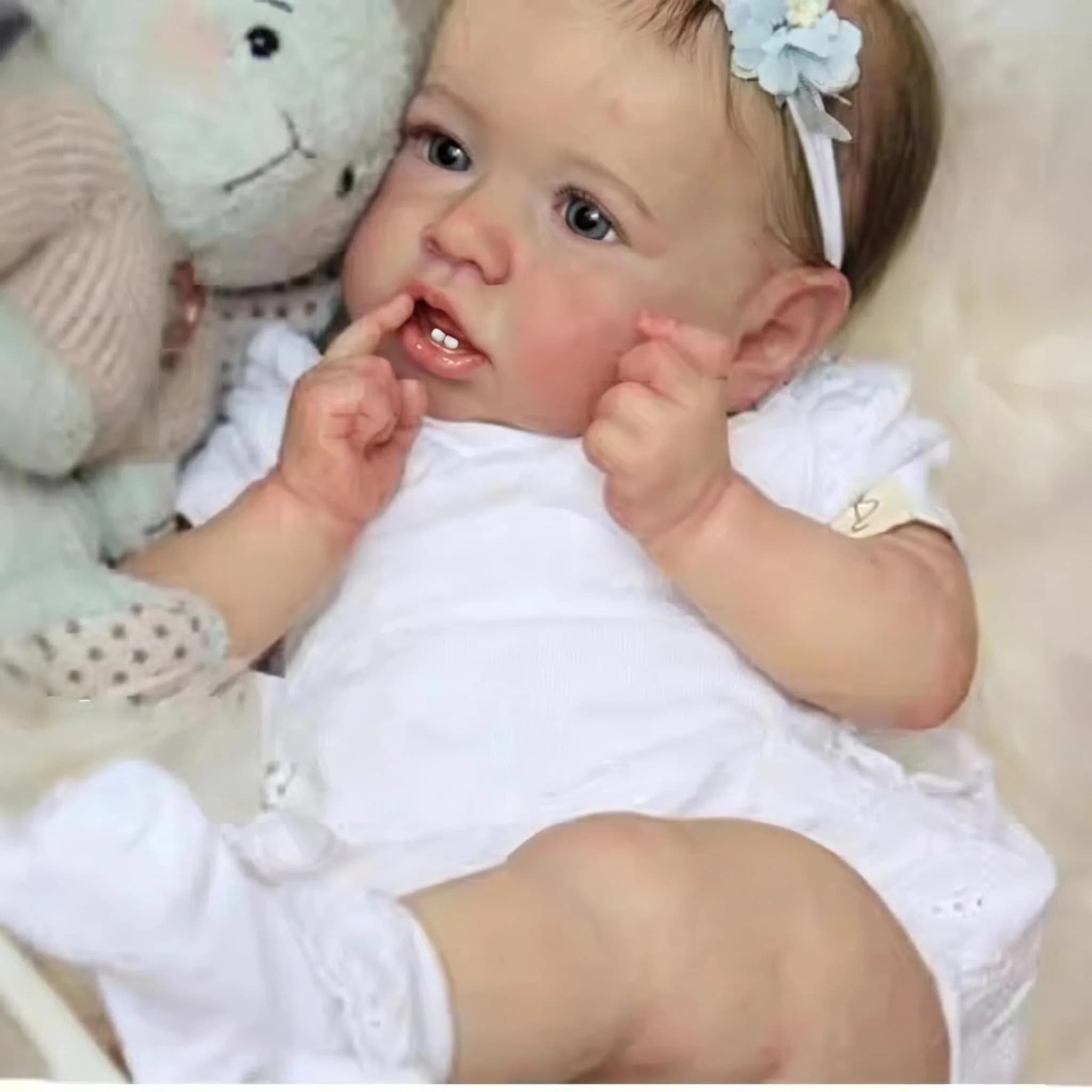 55cm Full Body Reborn Art Doll Saskia with Teeth Lifelike Soft Touch Detailed Painting Collectible Doll NPK Clearance Sale