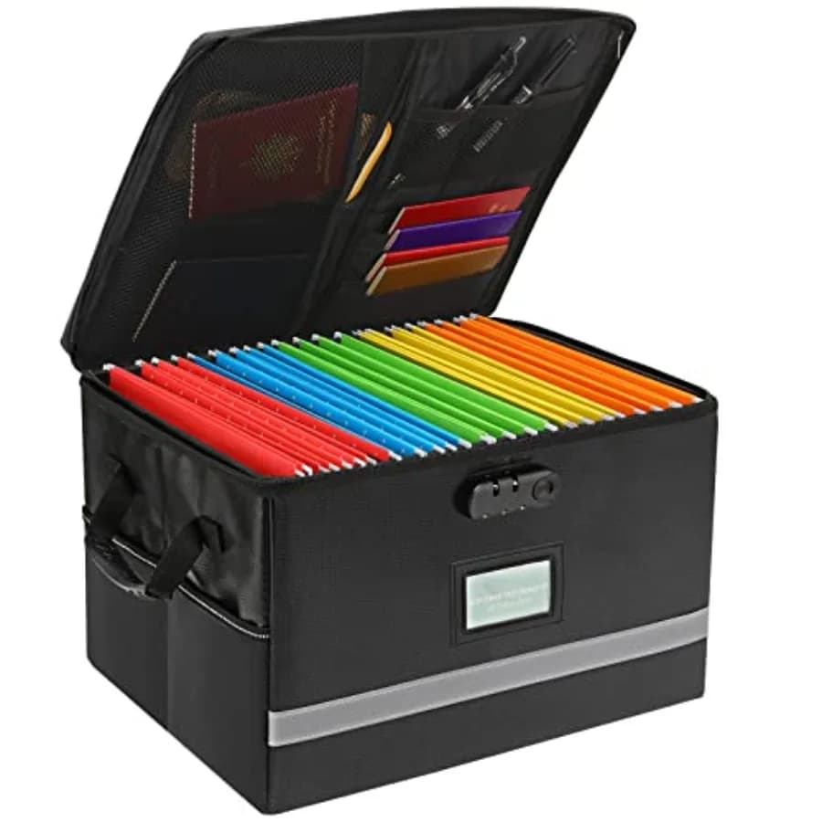 Organizzatore di documenti, Scatola portadocumenti ignifuga con coperchio, Scatola porta documenti importanti con serratura, Organizzatore portatile per cartelle con H