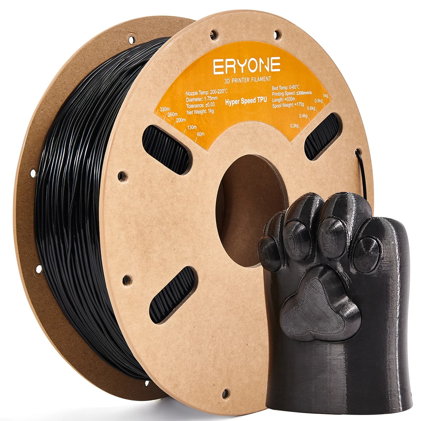 ERYONE 3/10KG Hyper Speed TPU 95A Filament Premium 3D Printing, Maximum print speed 300 mm/s, multicolor available, 1 kg/bobine