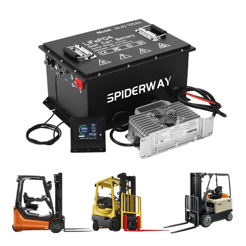 (USA) Batteria al litio LifePo4 da 48 V 150 Ah costruita 200 A BMS, con caricabatterie 48 V 25 A e monitor touch per Genie JLG Skyjack Boom Scissor Lift