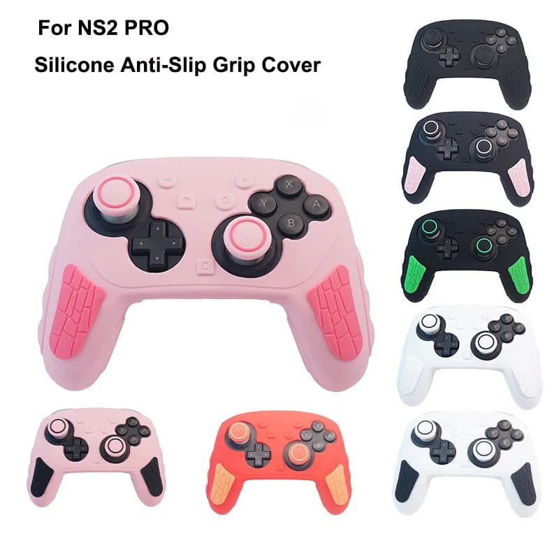 Cover per impugnature in silicone compatibile con il controller Nintendo Switch Pro - Set di custodie protettive antiscivolo in pelle NS2 Pro con impugnature per il pollice