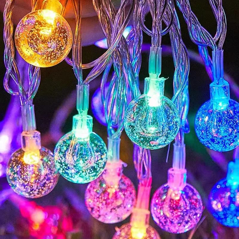 1.5-10m LED sfera di cristallo ghirlanda luci della stringa decorazioni per interni vacanza lampada natalizia 10/20/40/80 lucine a LED a batteria