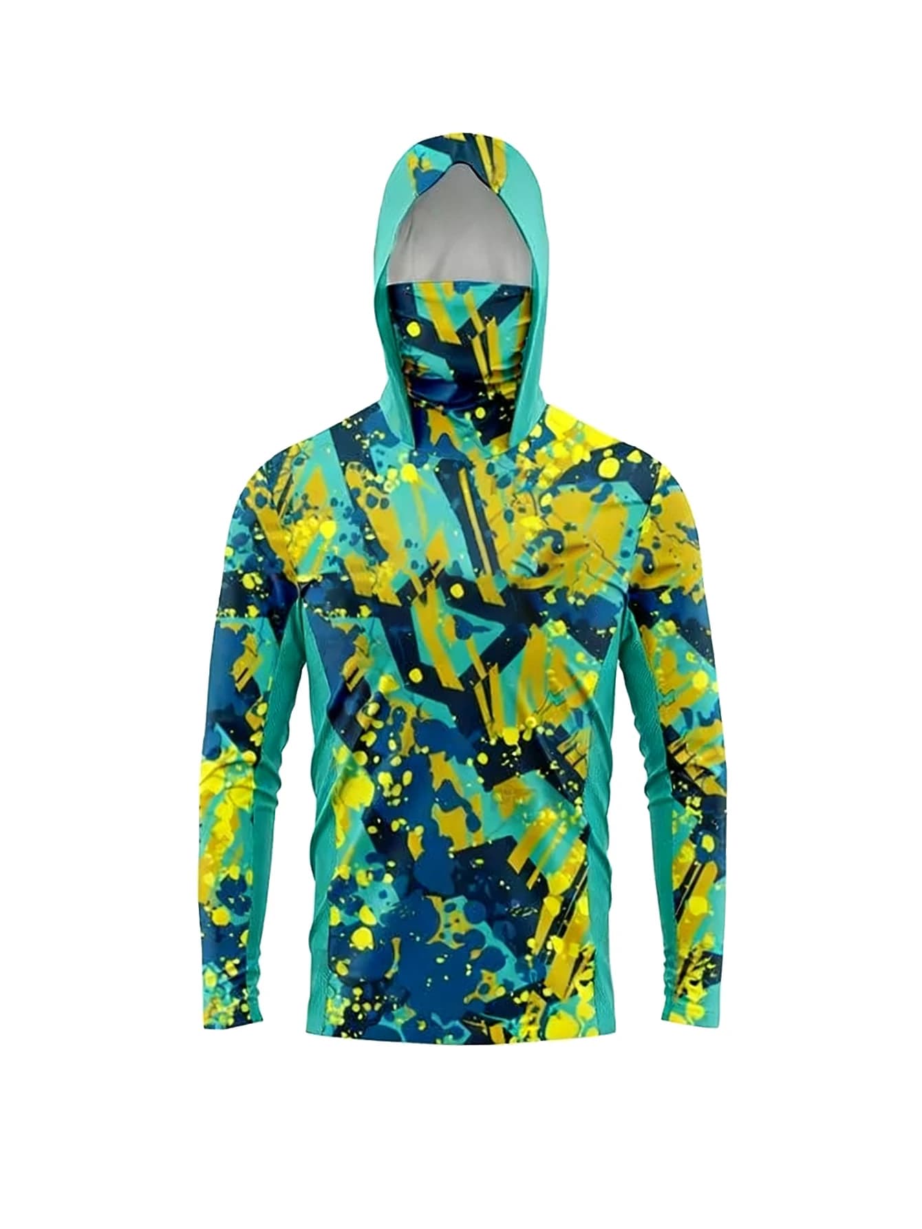 Felpa da pesca con protezione solare anti-UV, abbigliamento protettivo, camicia da pesca traspirante con maschera e cappuccio, abbigliamento sportivo.