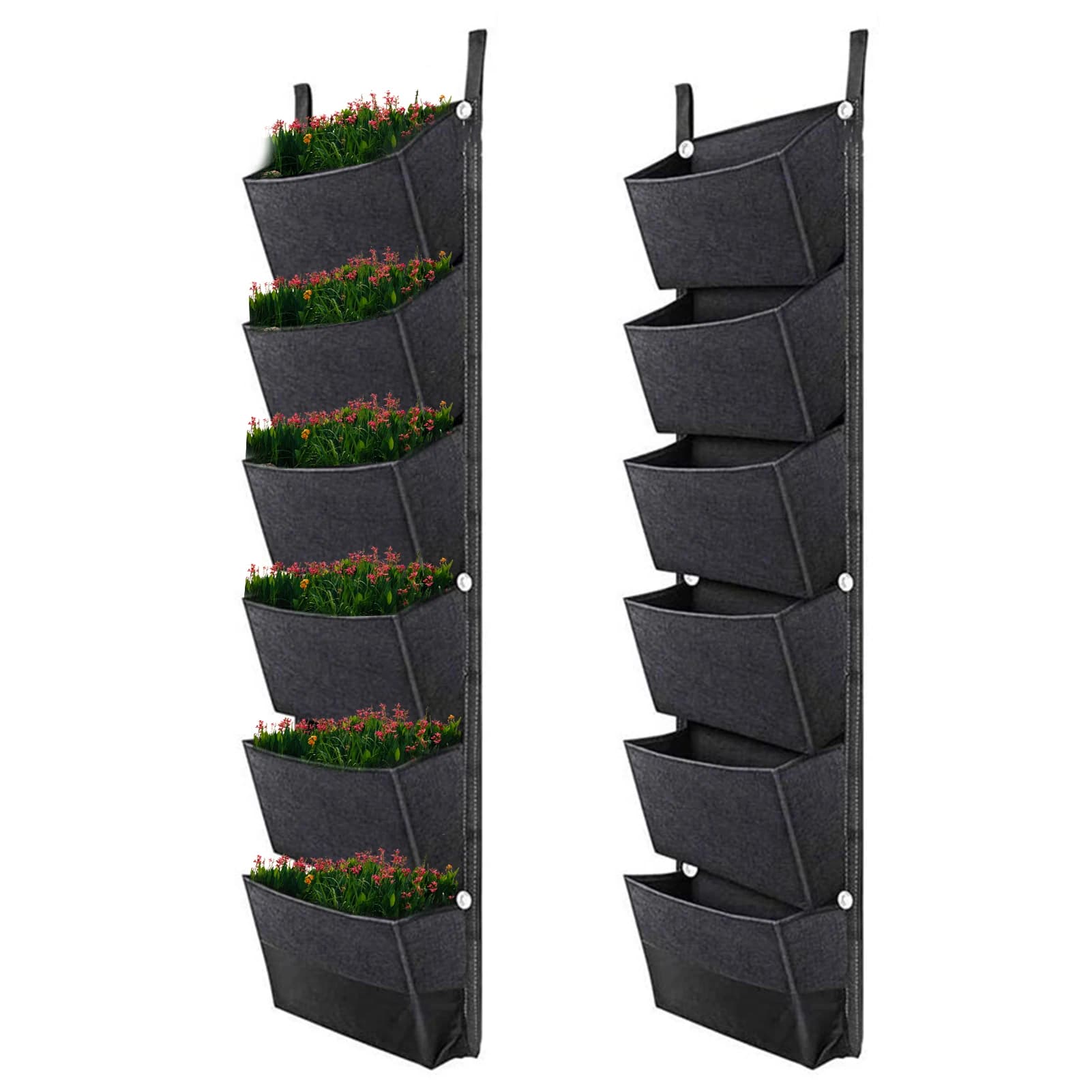 Sacchi da coltivazione a parete con 6 tasche, sacchi da coltivazione verticali da appendere, fioriere da giardinaggio, vasi da fiori