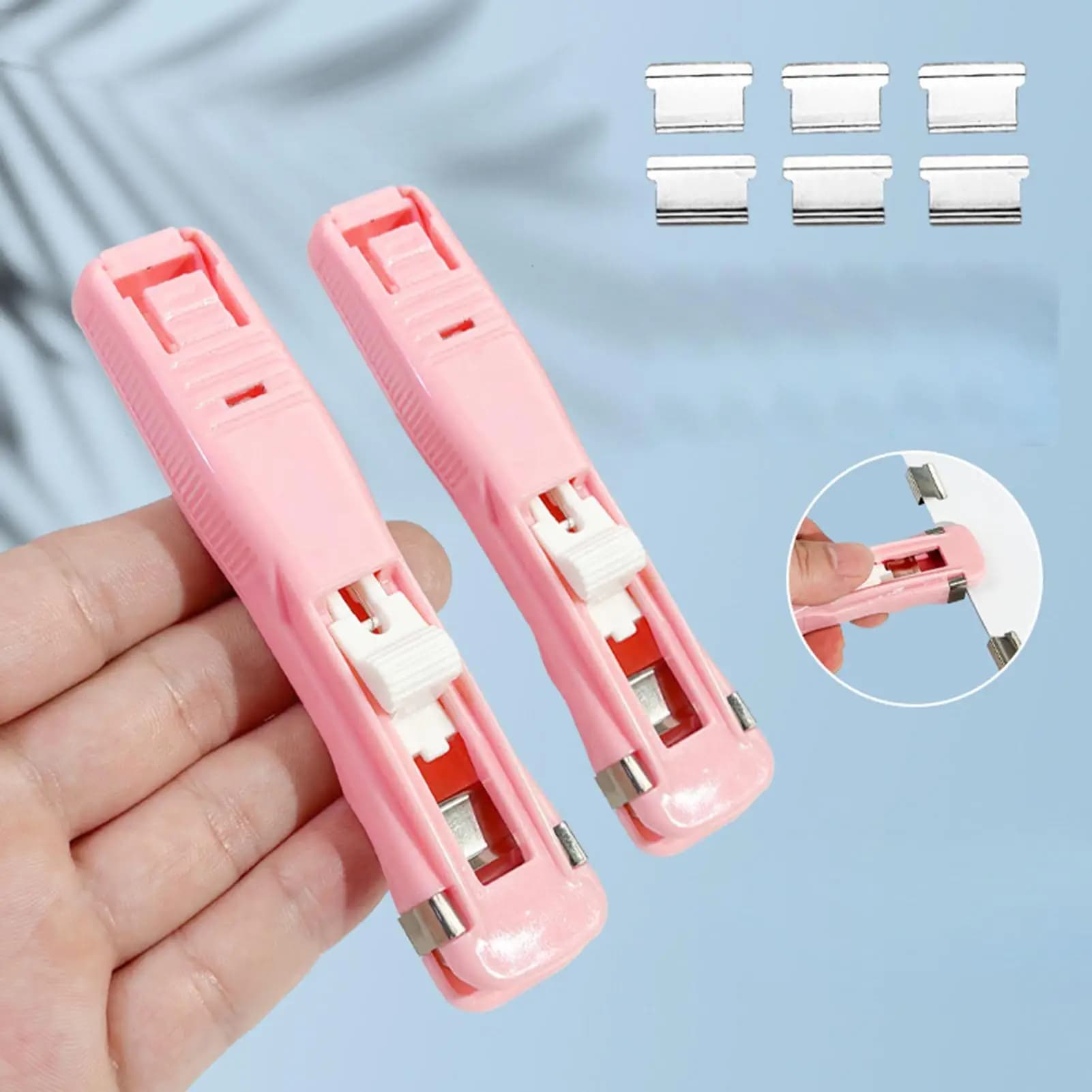 Piccolo Graffettatore Scolastico con Dispenser a Pressione, Clip Riutilizzabile per Documenti, Casa, Scuola, Ufficio, Viaggi, Aula