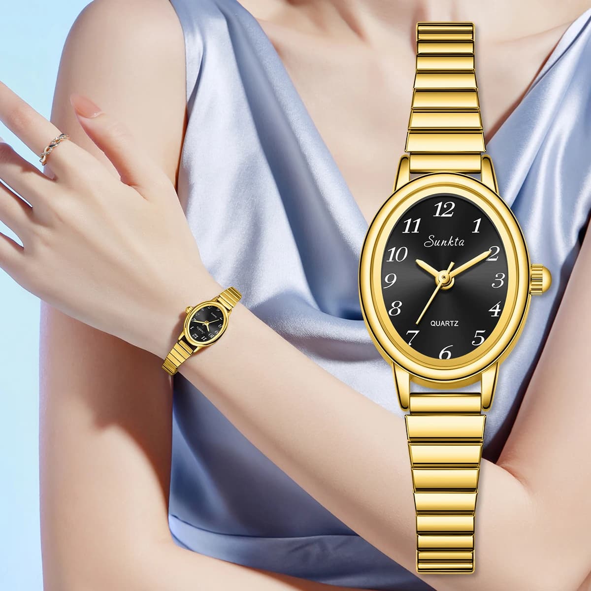SUNKTA Nuovo Orologio da Polso alla Moda per Donna, Stile Personalizzato, Orologio al Quarzo Casual con Cinturino Elastico, Classico Orologio Digitale per Uomo