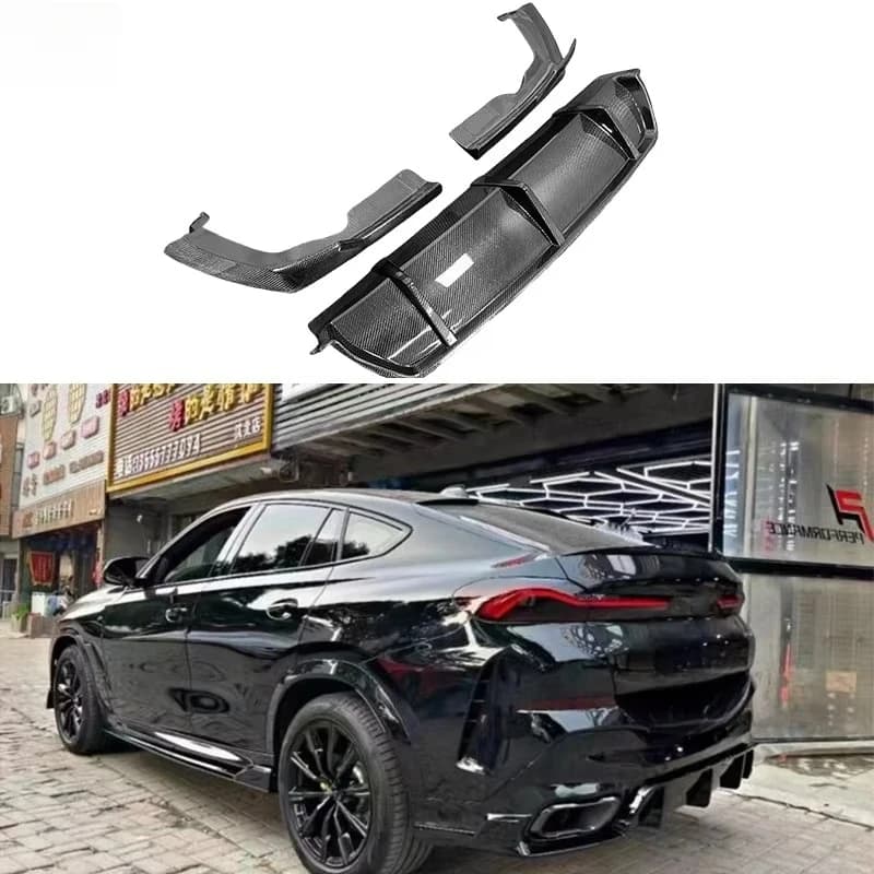 Carbon Fiber MP Style Rear Diffuser Upgrade Auto Rear Bumper Lips Sp for X6 G06 2019+ Replacement Rear Lip Body Kit