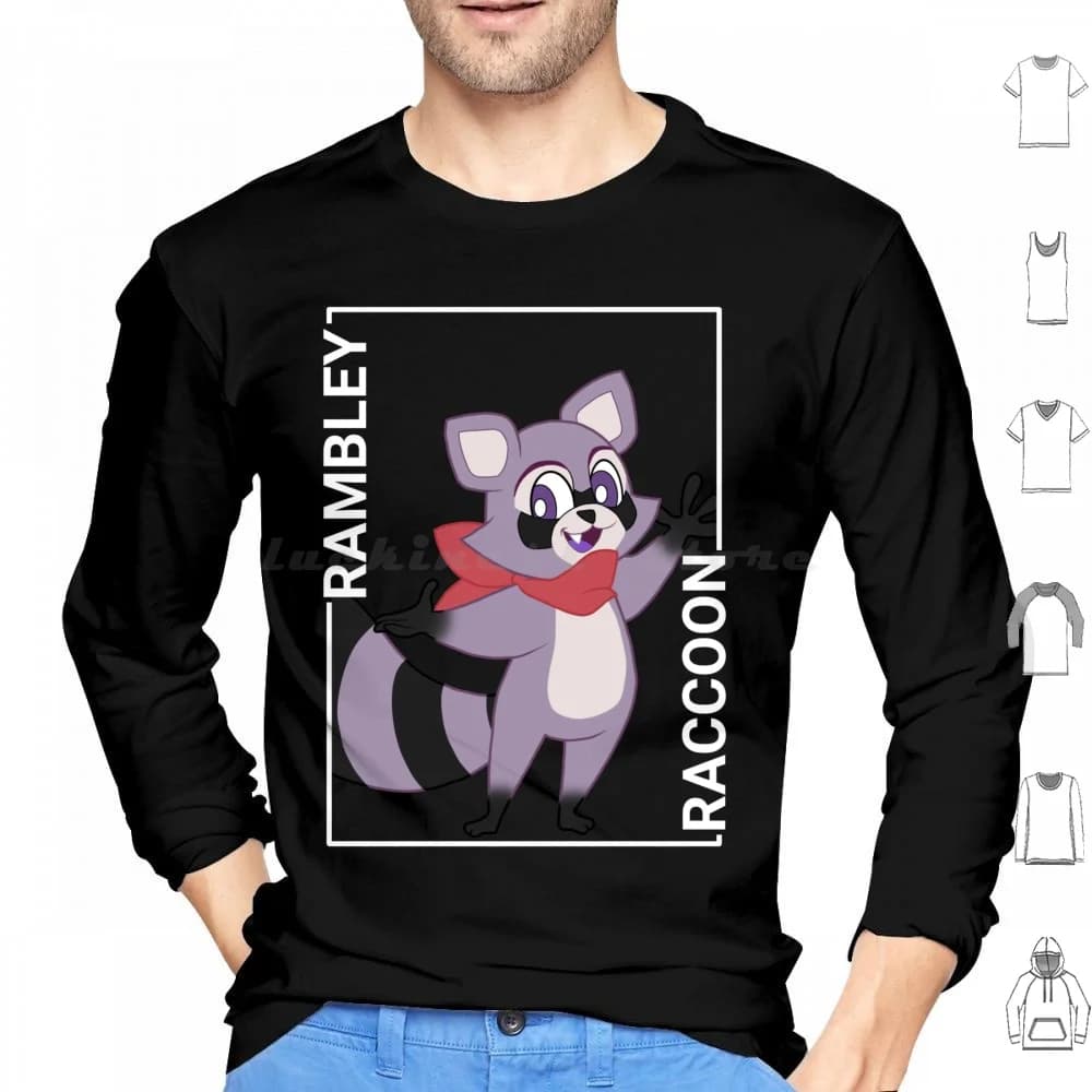 Indigo Raccoon V1 Felpa con cappuccio in cotone a maniche lunghe Mascotte Raccoon Cultura pop Retro Rambley The Raccoon Indigo Park Rambley