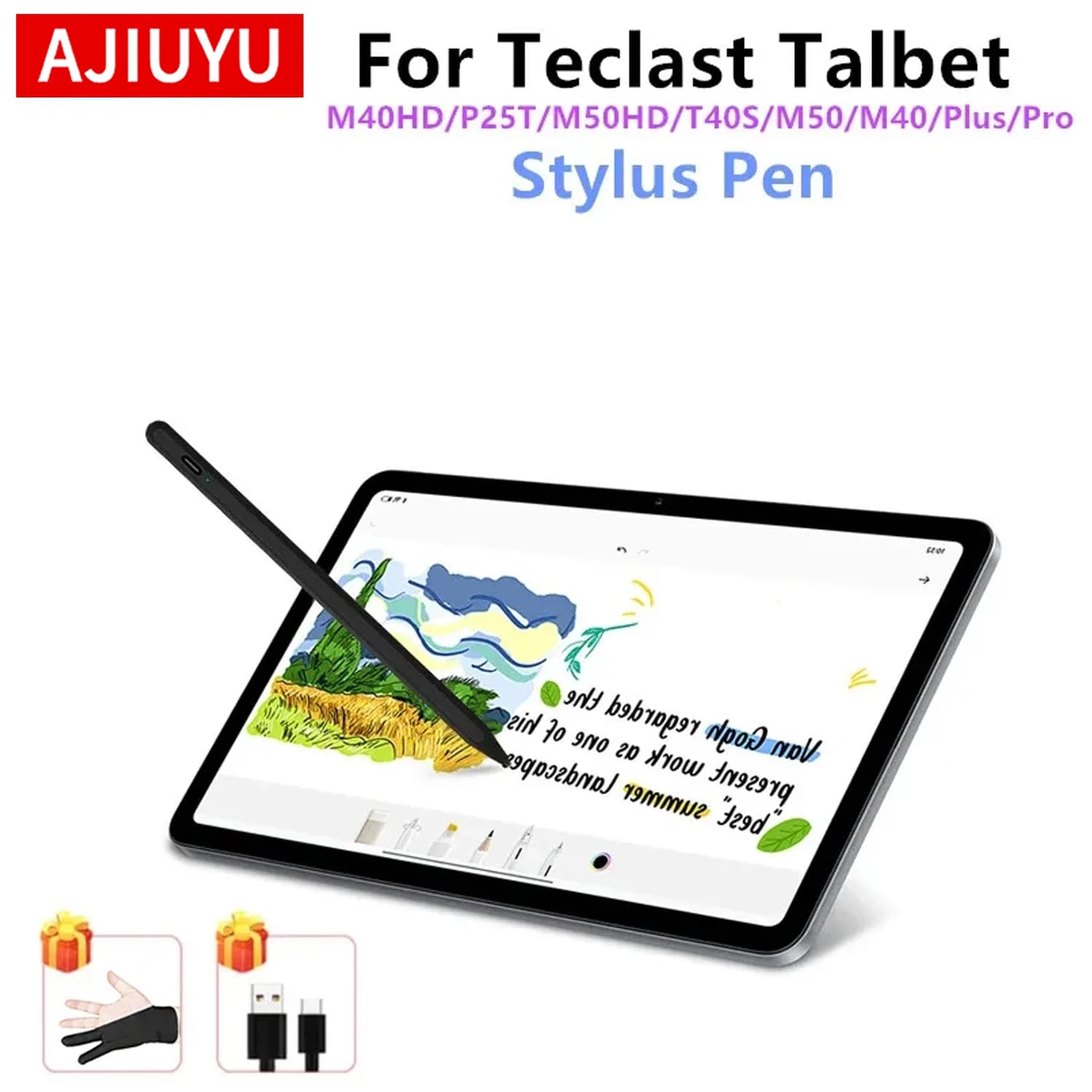 Penna Stylus per Tablet Teclast P33 P30 T45HD P80T T60 P40HD P80 P85T T40HD M50 T50 Pro T40 Air - Penna Touch Screen