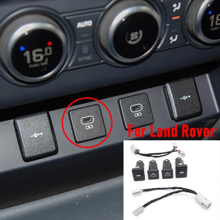 Connettore caricatore USB Adattatore ausiliario Cavo caricatore di ricarica Cavo di ricarica per telefono tablet per Land Rover Defender/Discovery Sport 5