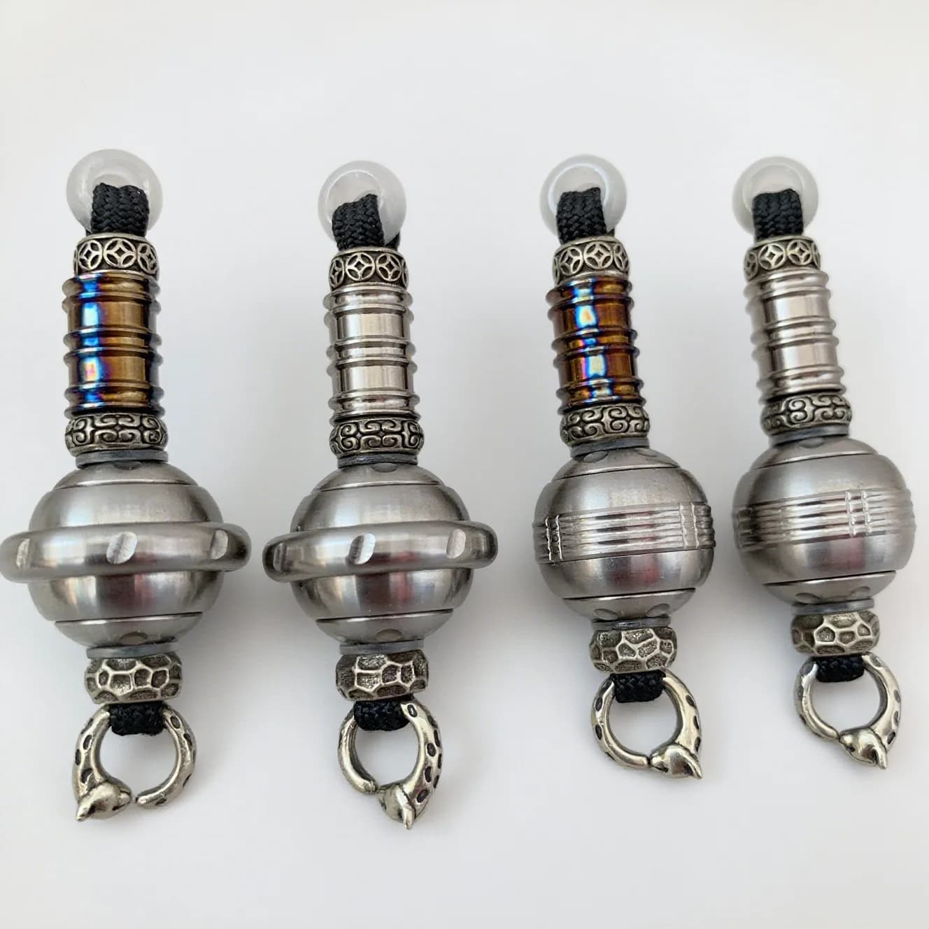 Acciaio inossidabile Planet Fidget Spinner Tessuto a mano Paracord Coltello Perlina EDC Push Card Ciondolo Portachiavi fai da te Zaino Fibbia in corda