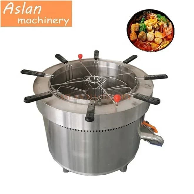 Serbatoio per fornello per noodle giapponese tirato a mano a gas / Macchina per cucinare pasta elettrica per fast food / Zuppa di polpette rotante bollente oden