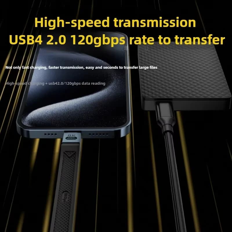 Cavo Dati USB-C a USB-C PD 240W per Thunderbolt 5, Ricarica Rapida, Uscita Video 8K, Trasmissione Funzionale 80Gbps