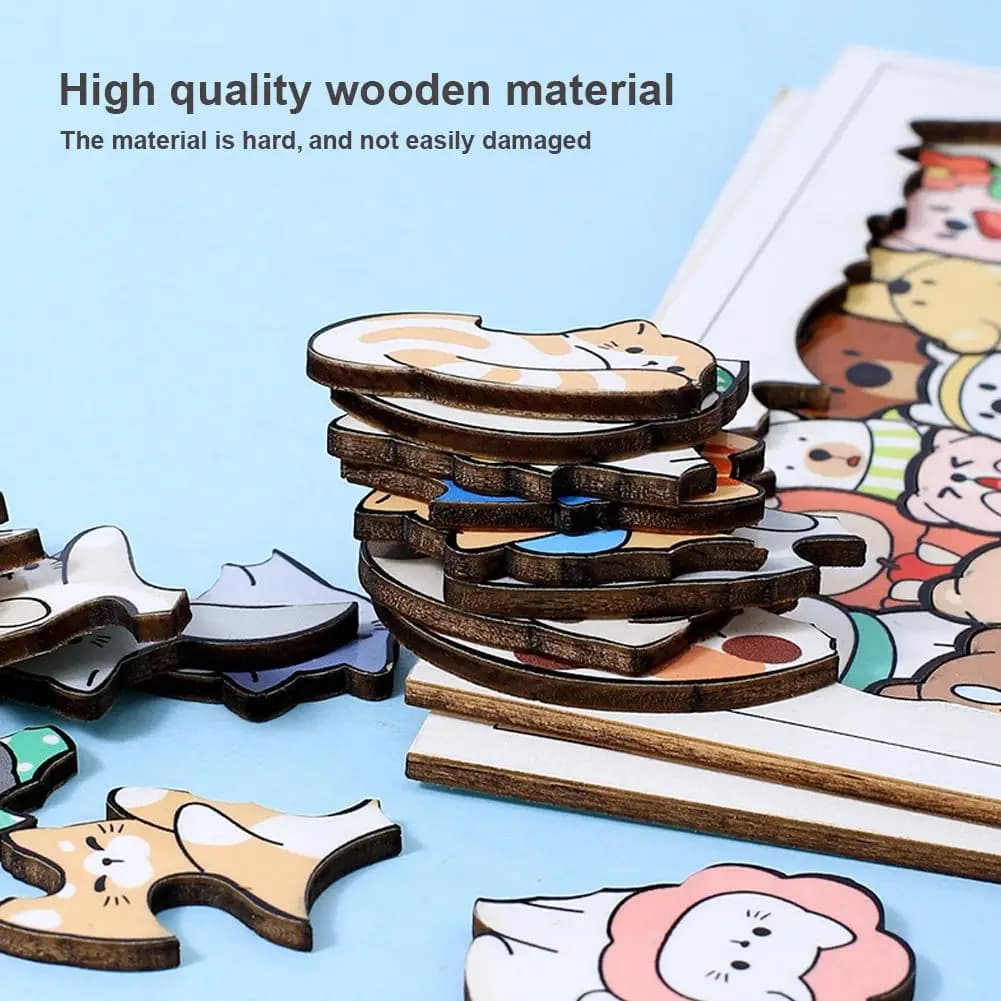 Puzzle in legno per animali Puzzle impilabili Giocattoli Gatti Puzzle educativo per bambini Ragazzi Ragazze Regali Decorazione natalizia